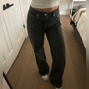 Full Length TRF Mid-Rise Wide Leg Jeans (Black) Size 4